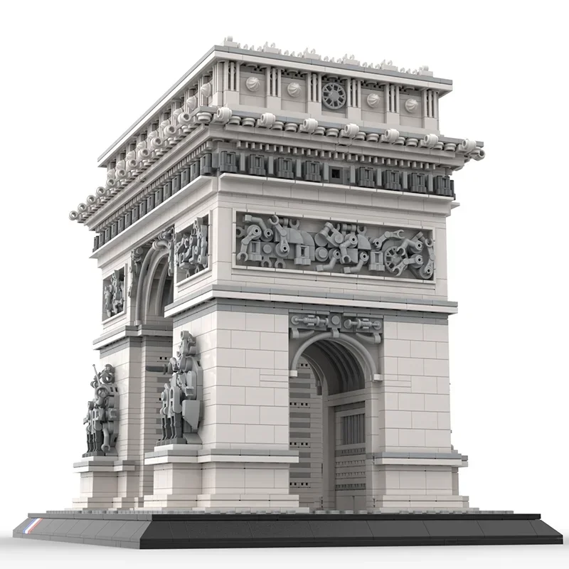 Moc-モジュラー道路ビューのビルディングブロック,有名なフランスの建築,arc de triompheモデル,技術ブロック,DIYアセンブリ,おもちゃ,ギフト