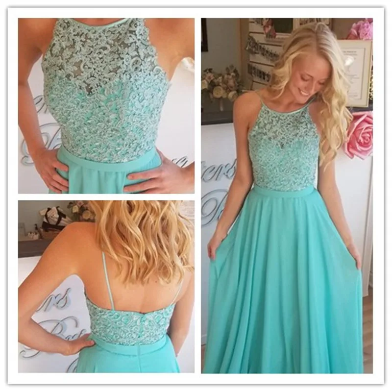 Sexy Backless Turquoise Lace Bridesmaid Dress 2022 Long Chiffon Sleeveless Lady Party Dresses for Wedding Guest Gowns Plus Size