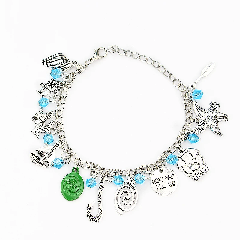 Moana Charm Bracelet Dream Life Romantic Film Series Accessories Crystal Beads Bracelet Bangles for Women Gift