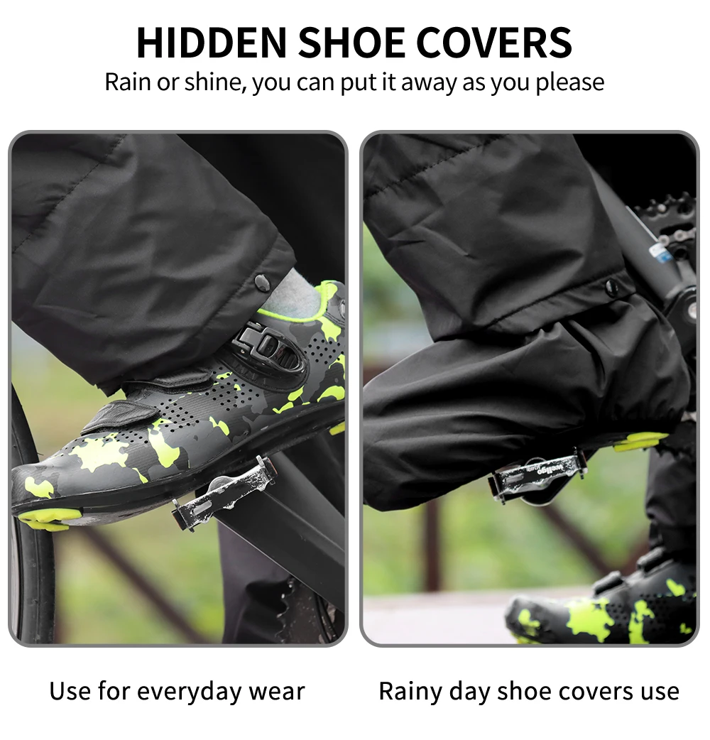 WOSAWE Cycling Rain Pants Outdoor Rainproof Pants Motorcycle Climbing Camping Cycling Sports Mountain Rain Trousers Shoe Covers