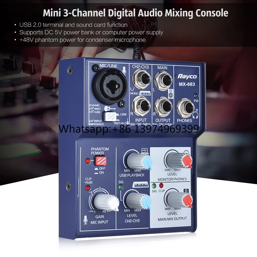 Portable USB Studio Mixer External Audio Device for Guitar Musical Recording High Quality Sound Card Portable USB Sound Card