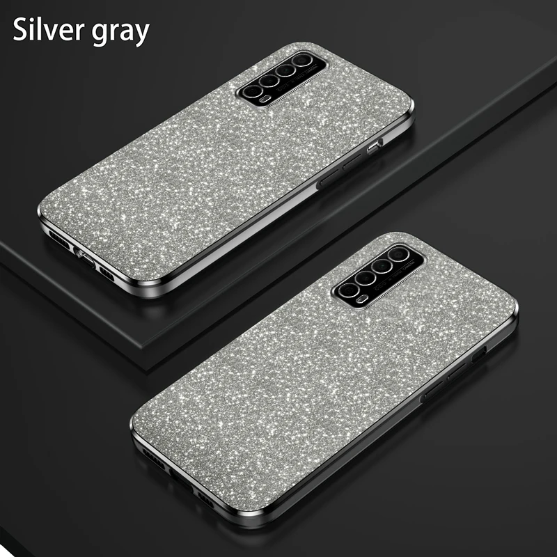 Shiny Glitter Plating Silicone Case for Huawei P smart 2021 Y7a Coque Camera Lens Soft Back Cover