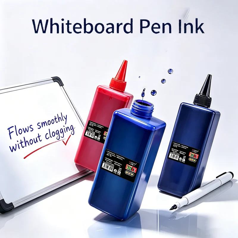 500ml Whiteboard Marker Refill Ink – Black/Red/Blue, Smooth Surface Writing, Easy Erase, Low-Odor for Office School Home