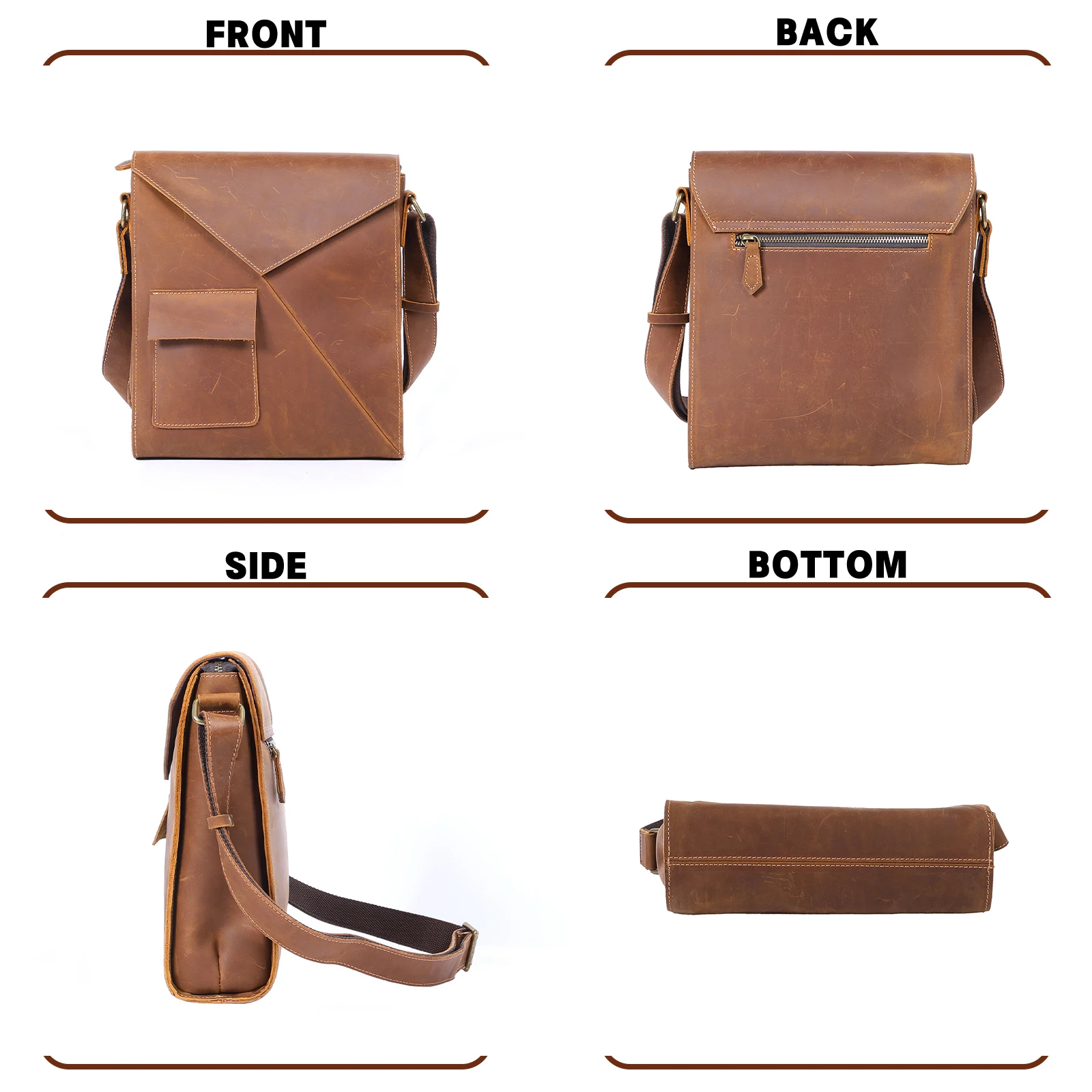 Vintage Casual Herren-Umhängetasche aus hochwertigem Leder, Vertikale Mode-Schultertasche für Männer – Detail 11