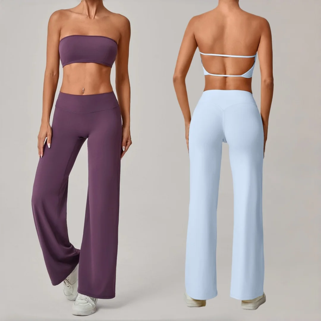 

Спортивный бюстгальтер и брюки с высокой талией и подтяжкой бедер, комплект телесного цвета с запахом на груди, плотный комплект для йоги, комплект из двух предметов для бега на открытом воздухе, фитнеса, йоги