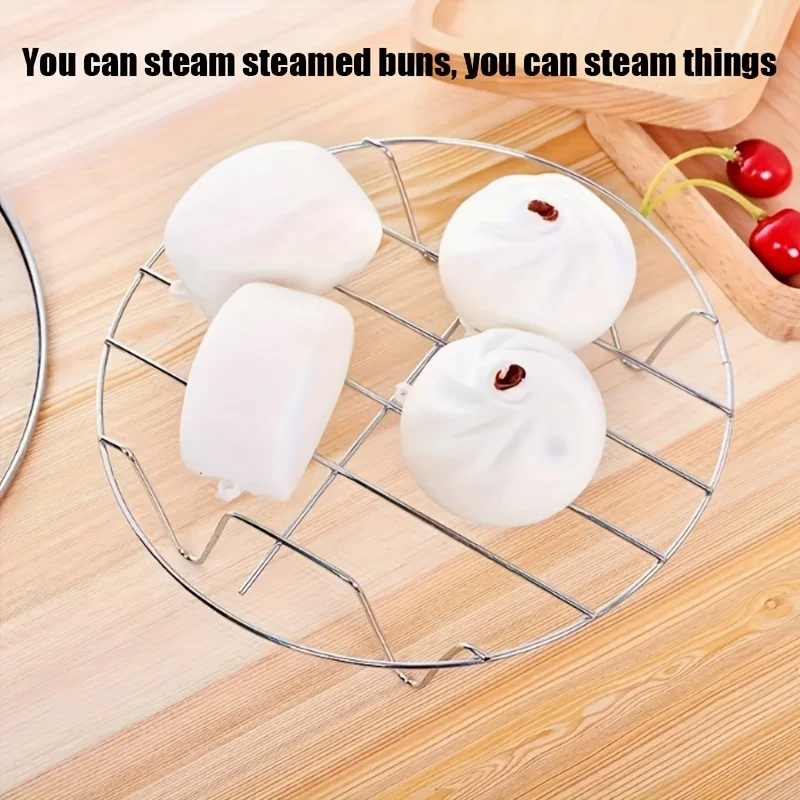 2 kitchen tools, circular stainless steel cooking rack and potato grinder, four corner steamer rack and potato grinder