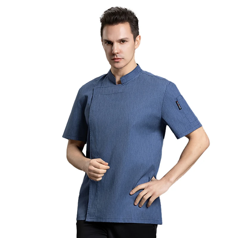 

Kitchen Work Clothes Men Hotel Short Sleeve Uniform Restaurant Cooking Workwear Breathable Chef Summer Jacket Catering Service