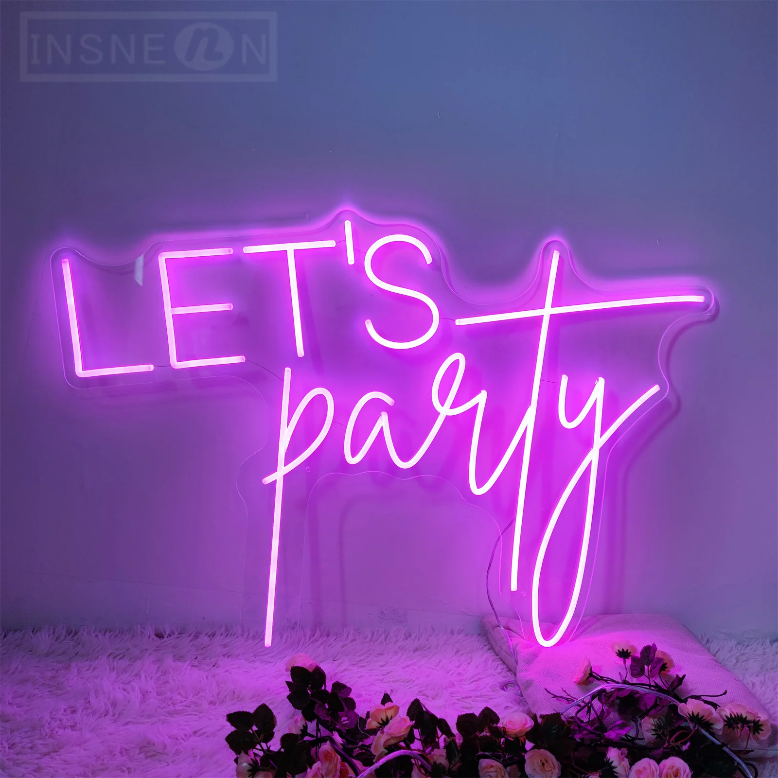 Let's Party LED Neon Sign for Bar Party, Aesthetic Decor, Neon Lights for Wedding, Birthday Party, Club Wall, Aesthetic Decor