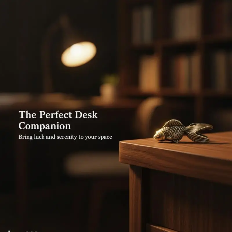 Mini Goldfish Animal Statue Retro Brass Lucky Figurine Aesthetic Decorative Ornament for Home Study Desktop Gift