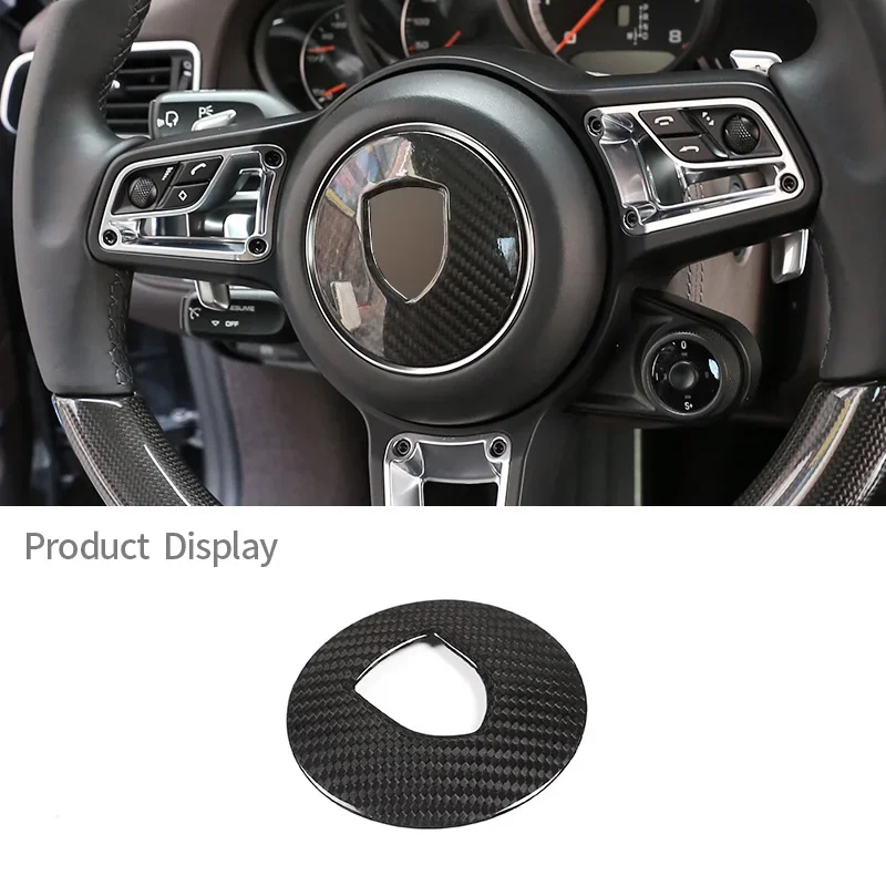 Decoración de modelado de volante de coche, accesorios de cubierta de Panel de fibra de carbono Real para Porsche Panamera Cayenne Macan 911 718