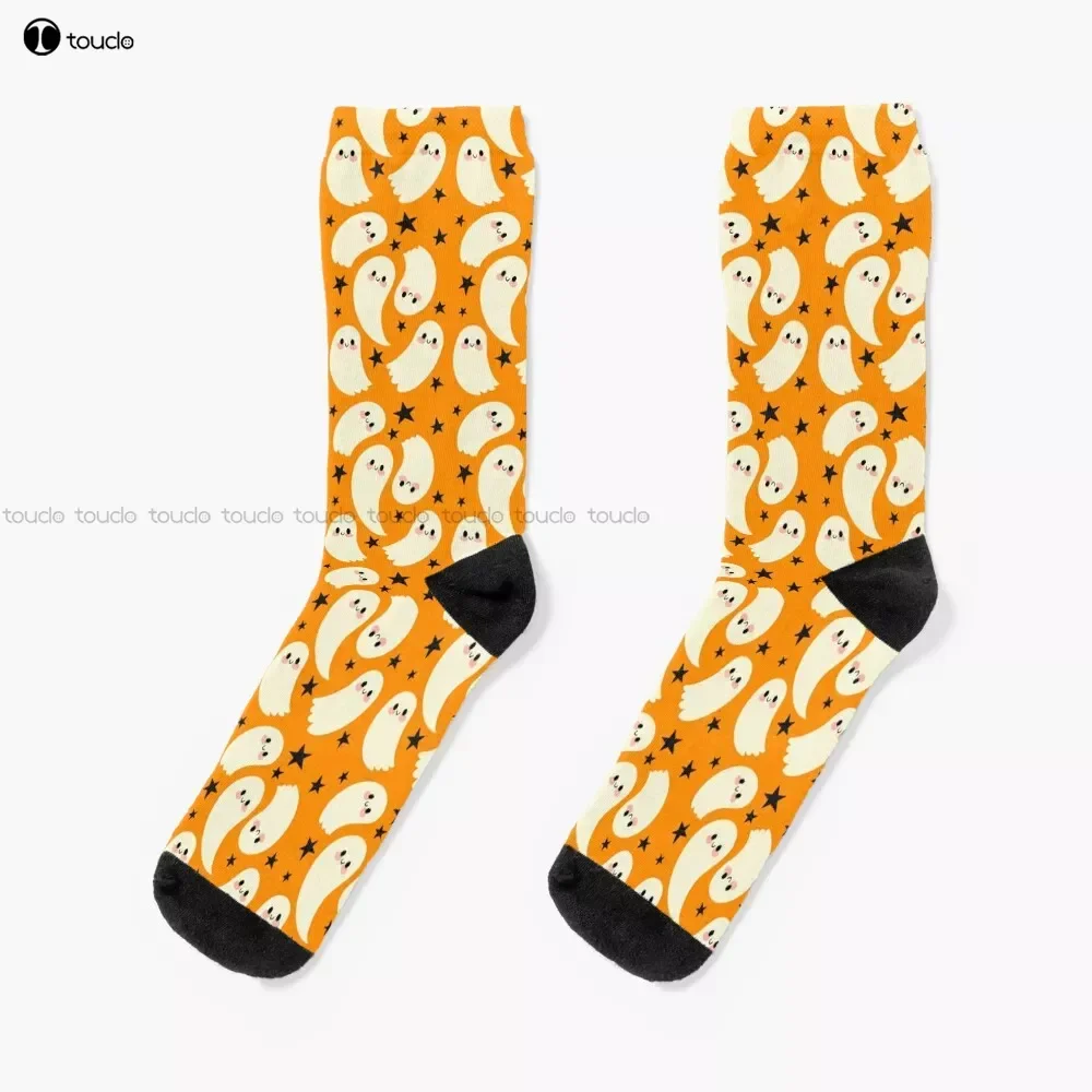 Cute Ghosts Ghouls, Spirit, Halloween, Holiday Socks Personalized Custom Unisex Adult Teen Youth Socks 360° Digital Print