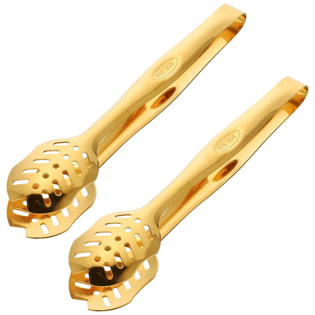 

2pcs Food Tongs Stainless Steel Kitchen Tools Serving Buffet Fruit Dish Clip Bread Lightweight Ergonomic Non Slip Handle