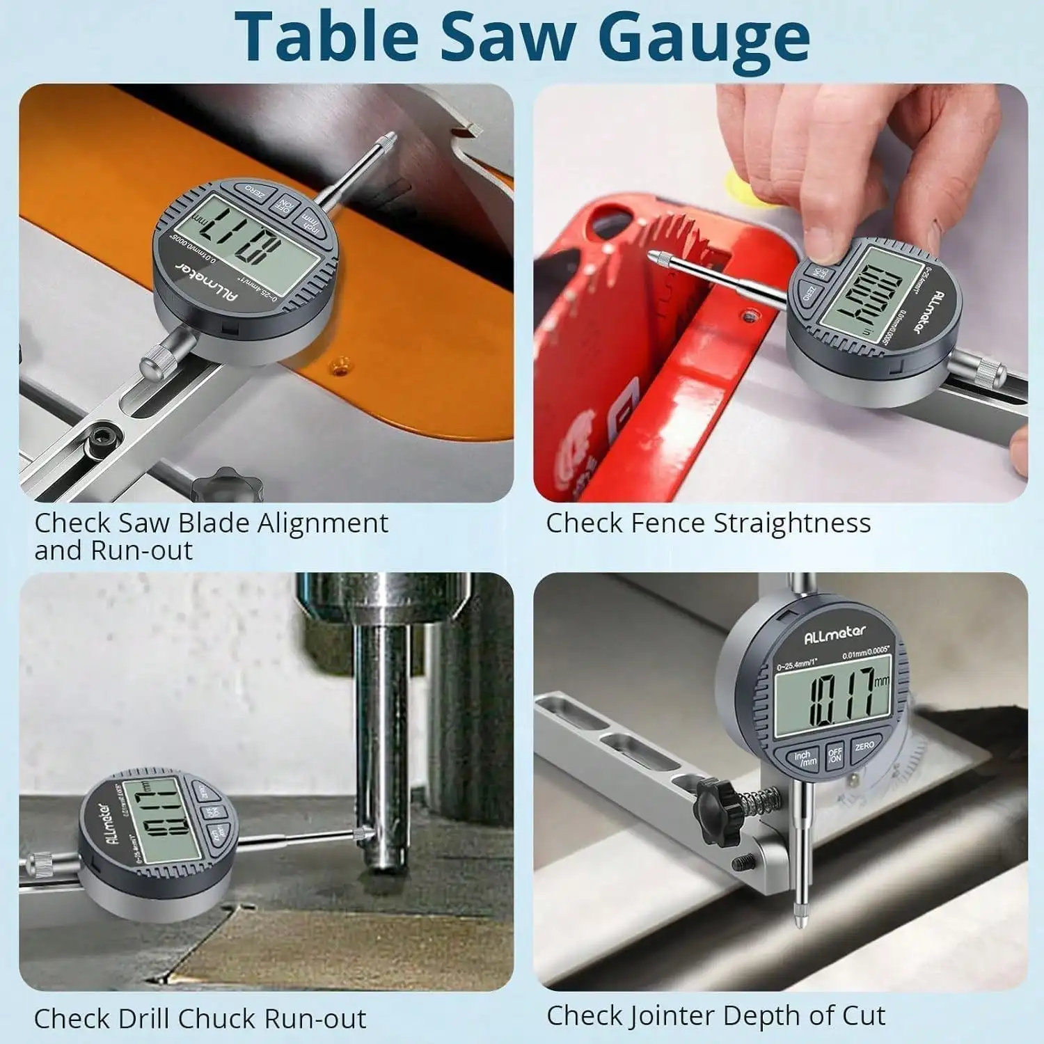 Sierra de mesa Digital con barra de aluminio anodizado de 3,2 pulgadas de largo, indicador de Dial Digital para maquinaria de taller, sierras de mesa