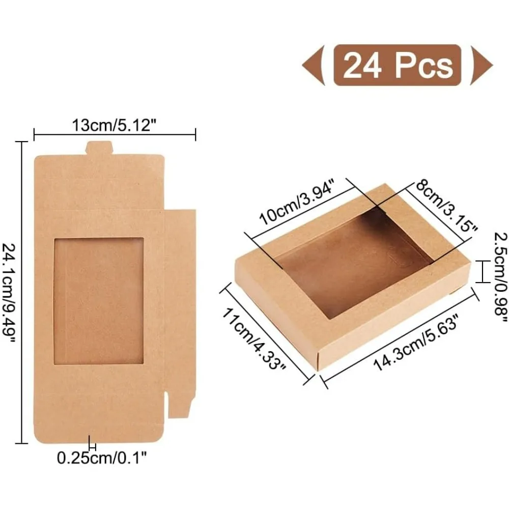 24 Pcs Camel Gift Box Fold Paper Boxes Cookie Bakery Kraft Treat Boxes with Window 10x8cm for Party Favor Treats