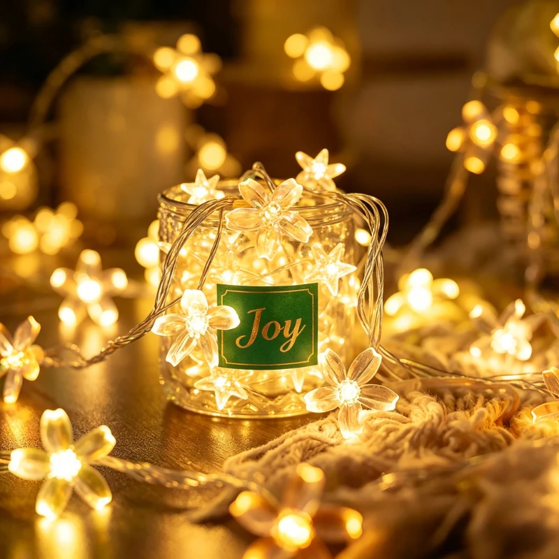 LED Cherry Blossom Fairy String Lights, Waterproof Colorful Flash Lamp for Bedroom Dorm Room Outdoor Camping Decor