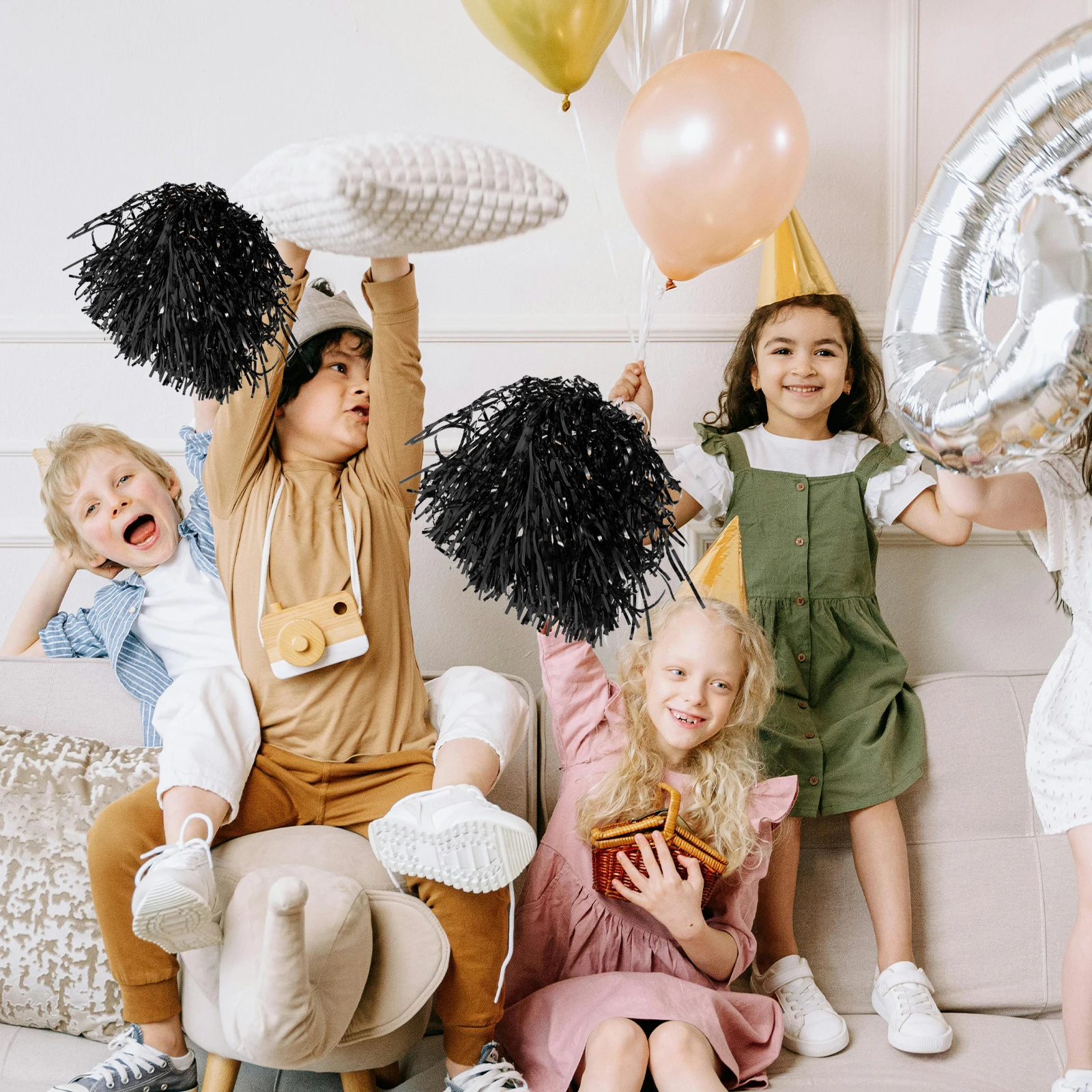 

10pcs Cheerleading Pompoms Durable Reusable Bright Color Lightweight Portable For Sports Meeting Dance Performance Holiday