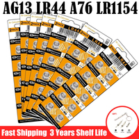 6-100PCS AG13 LR44 Button Batteries LR 44 L1154 RW82 SR1154 SP76 pila SR44 A76 LR1154 GP7 Cell Coin Watch Toys Remote Battery