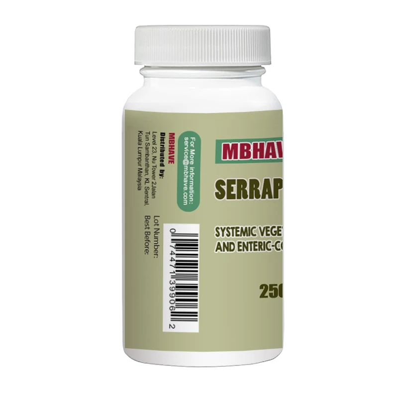 Free shipping 5 Bottle Serrapeptase 80,000iu Total 1250 pcs enzyme may reduce the viscosity of mucus in the respiratory tract.