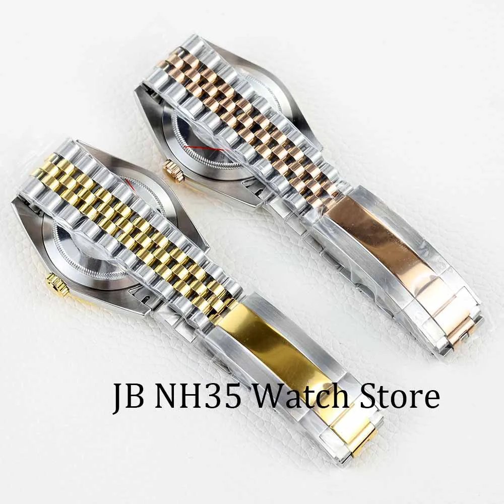 36/39mm rose gold NH35 watch case sapphire glass stainless steel jubilee strap fit NH35 NH36 movement 28.5mm dial datejus case