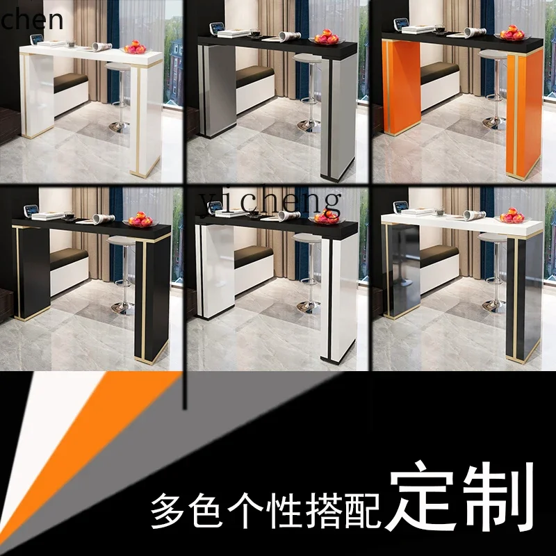 

TQH7.2 rock slab balcony bar table household living room partition dining table island table integrated high
