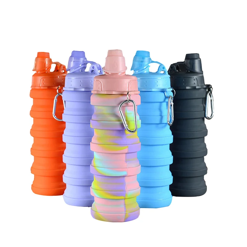 Neue tragbare Silikon-Wasserflasche, einziehbar, zusammenklappbar, Kaffeeflasche, Tassen, E, Outdoor-Reisewerkzeuge, zusammenklappbare Sportflaschen – Detail 1