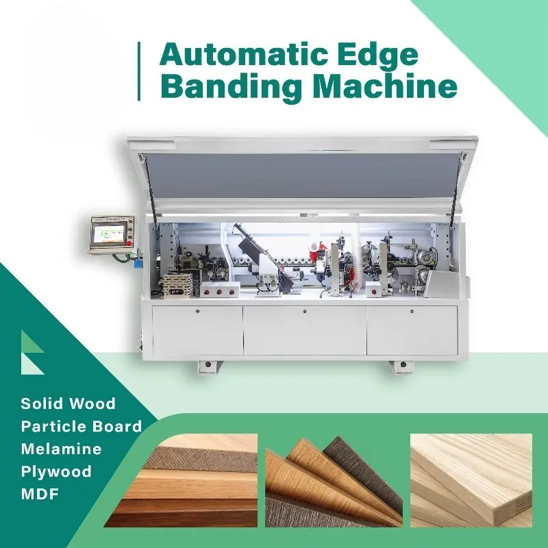 Smart Fully Automatic Edge Banding Machine Gluing Buffing for Wood Panels Kitchen Cabinets MDF Production Motor-Driven Feeding