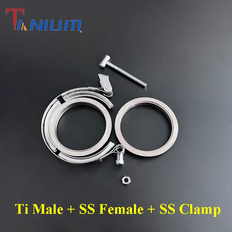 Titanium Male+Stainless Steel Female Kit V-band Flange With Stainless Steel Quick Release Clamp Universal for Cars