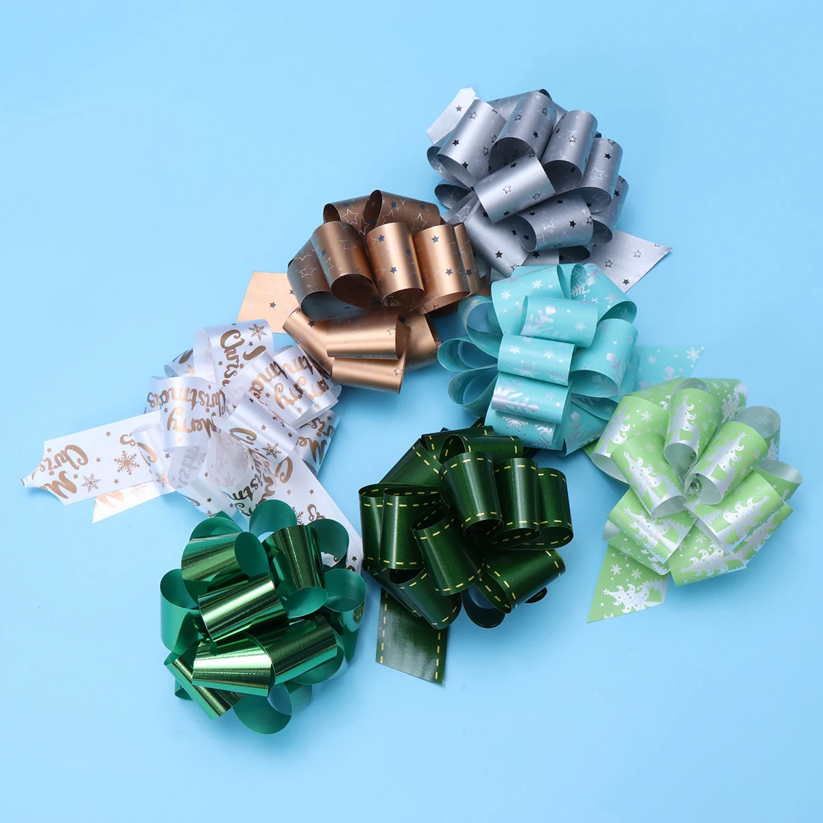 

36 Pcs Christmas Latte Decorative Bow Ribbon Wrapping Bows Pull Assorted Basket