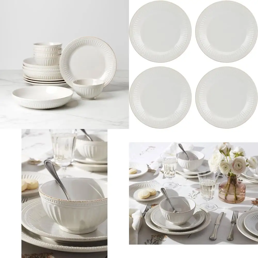 

12-Piece French Perle Groove Dinnerware Set, Serving 4