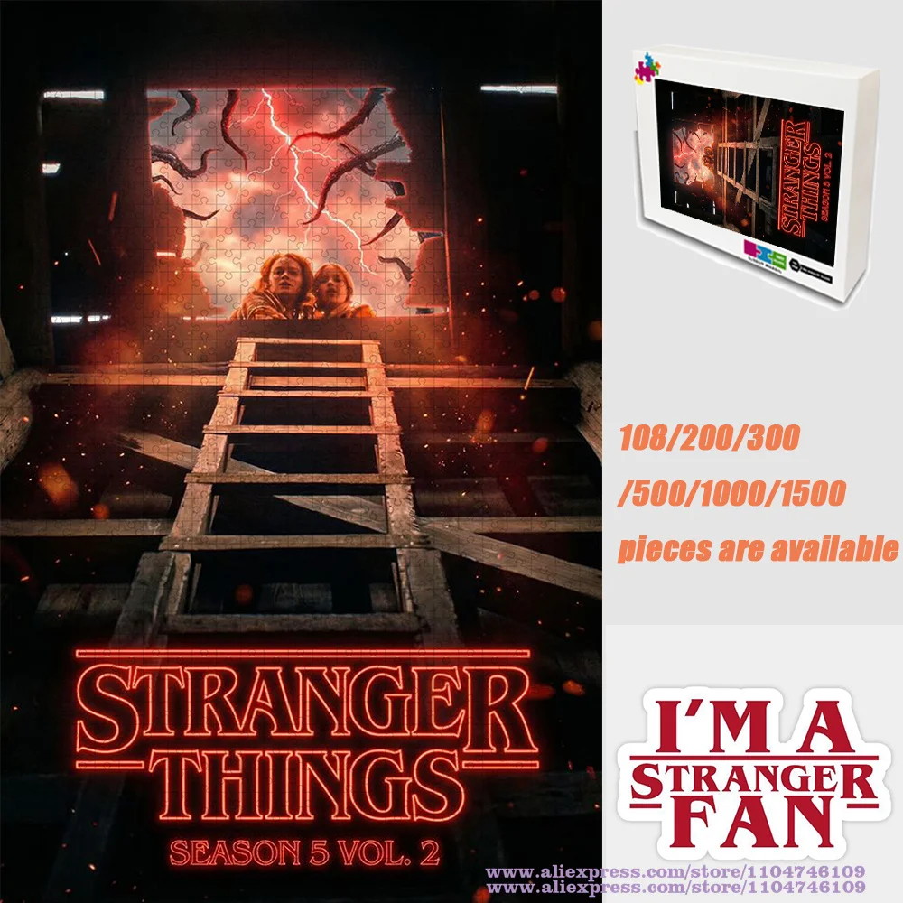 Stranger Things Puzzle Jigsaw 108/200/300/500/1000/1500Pcs Intelligence Puzzles for Kids & Adults Funny Puzzles Home Decoration