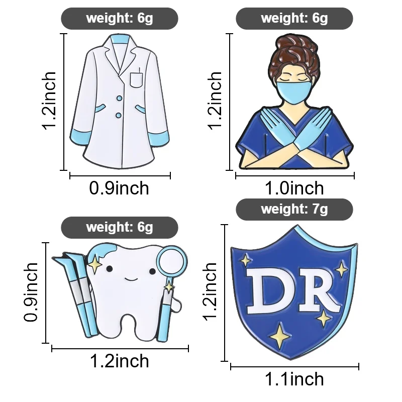 Medical Dental Enamel Pins Doctor Nurse Scrubs Brooches Dentist Badges Cute Cartoon Healthcare Jewelry Gift for Friends
