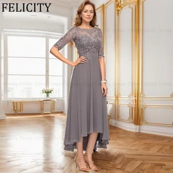 FELICITY Classic Mother of the Bride Dresses A-line O-neck Lace Up Wedding Party Dresses Appliques Vestidos para Mujer Elegantes