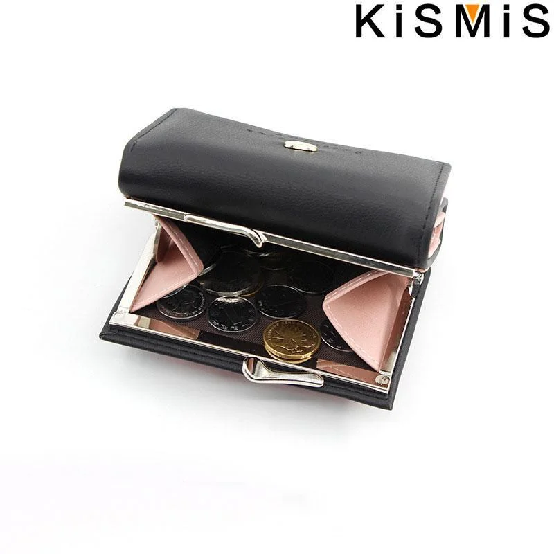 KISMIS Women\'s Short Wallet - Small Coin Purse with Hasp and Zipper, Cute Ladies\' Card Purses