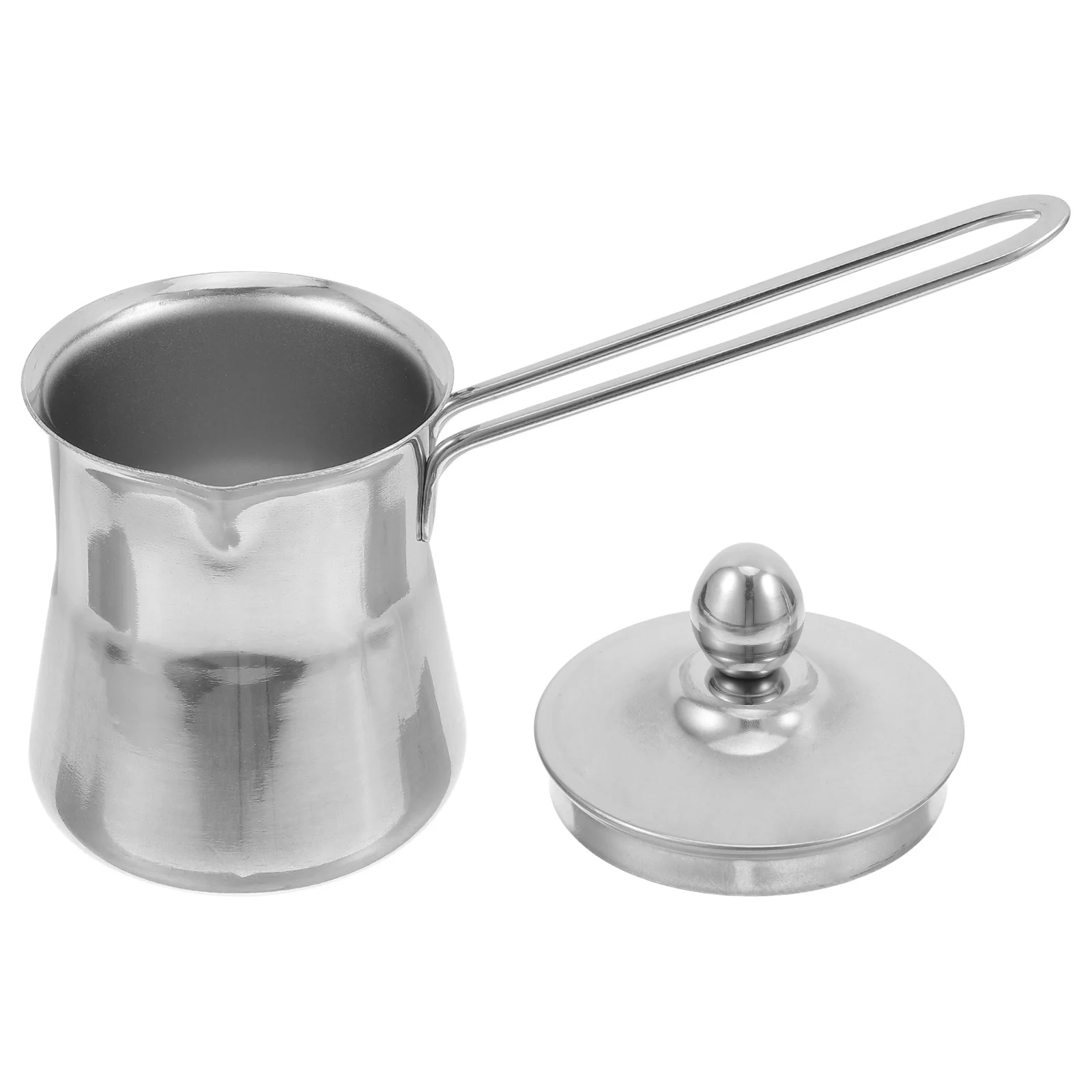 إبريق قهوة مصنوع يدويًا من الفولاذ المقاوم للصدأ، غطاء جسم سميك، إبريق مزبد الحليب الدقيق للمنزل والمكتب والسفر والتخييم #2