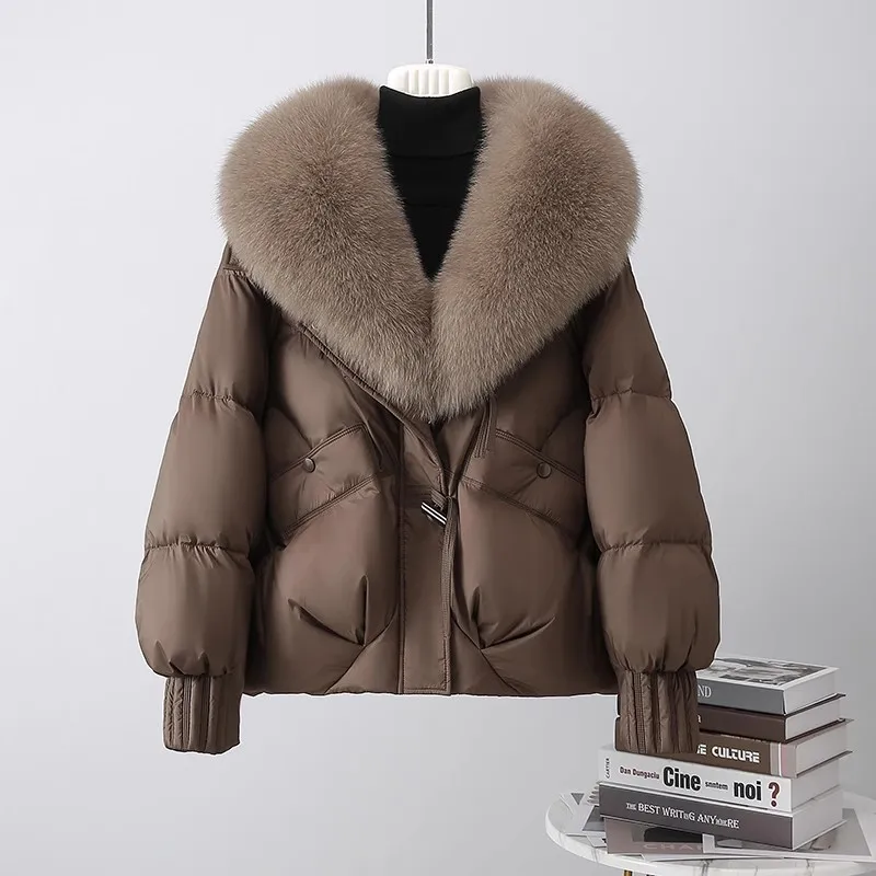 2025 Winter New Fox fur collar Goose down down Jacket Women's high-grade Short and Thick Fur Coats Female Warm Parka Overcoat