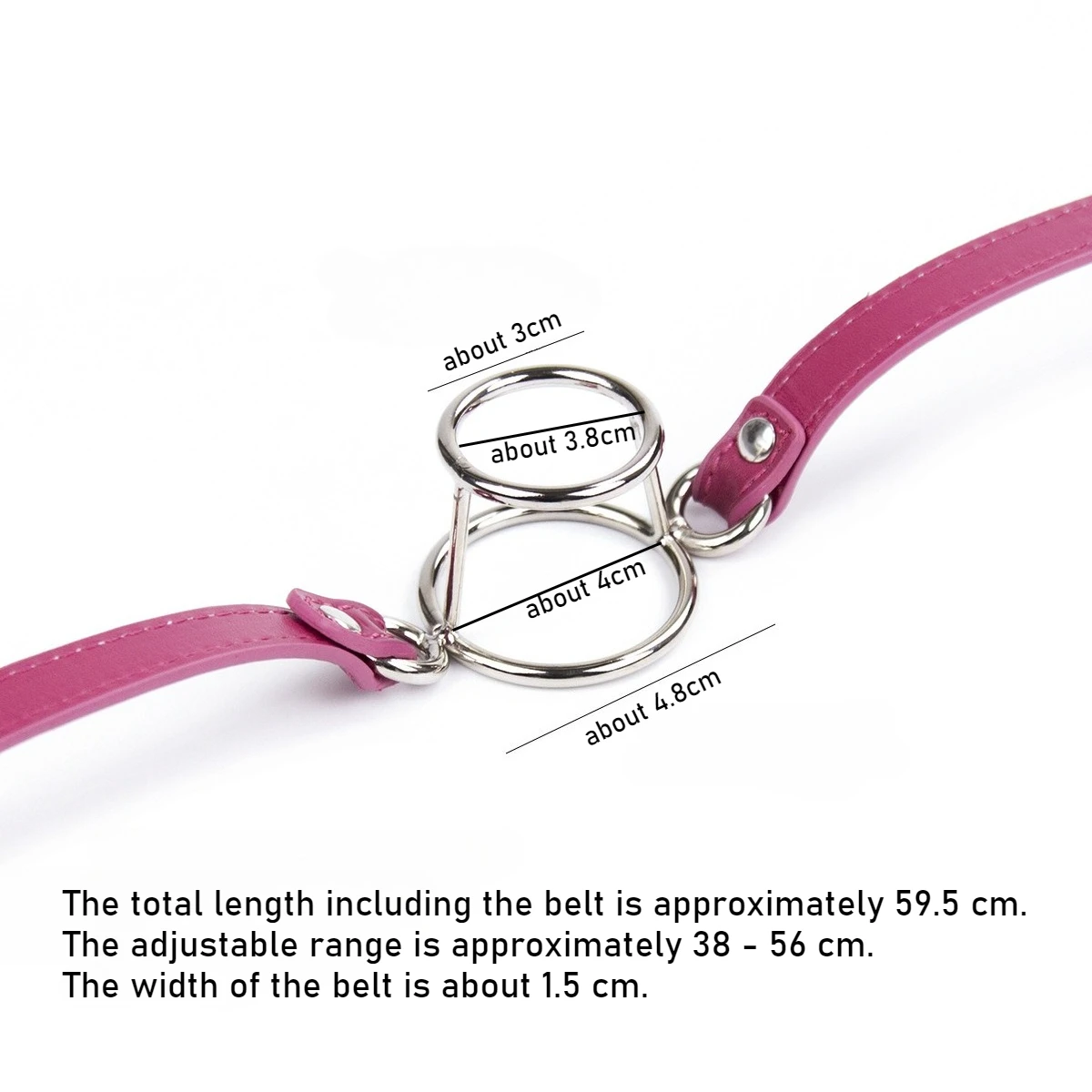 Double O Ring Open Mouth Gag Adult Sex Toy Deep Throat Oral Sex Adjustable Strap Metal Ring Gag Restraint Training Role Play 18+ view 5
