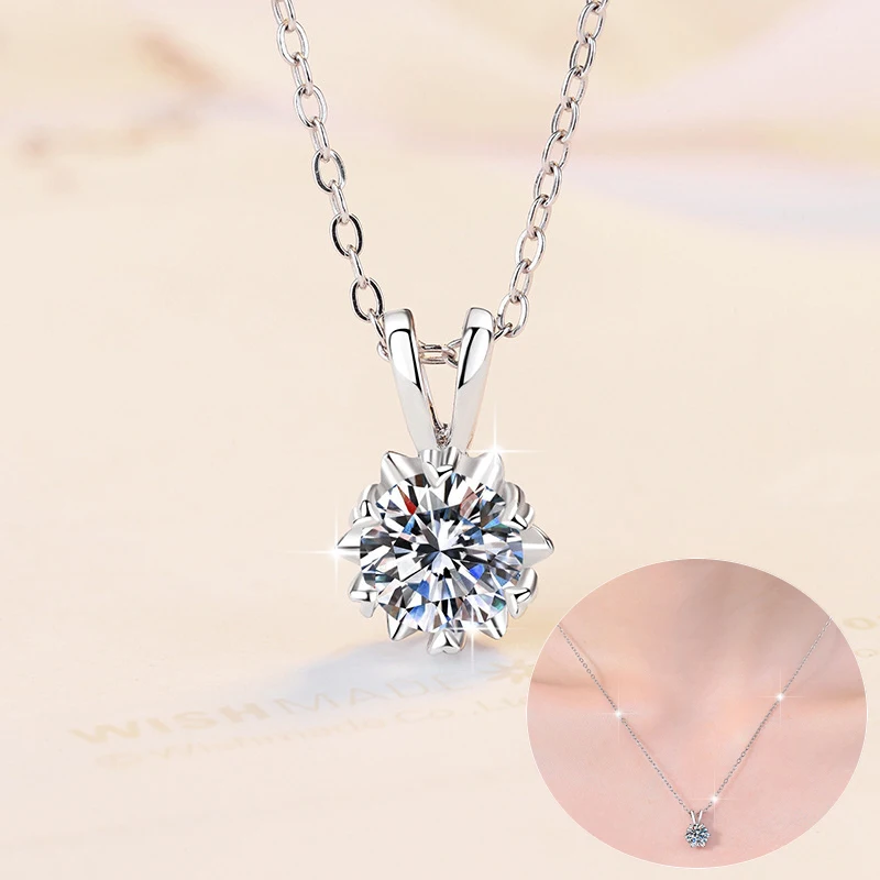 

Apaison Real 1/2/3 Carat Moissanite Women Necklace Pendant 100% 925 Sterling Silver Clavicle Chain Bridal Gift Wholesale