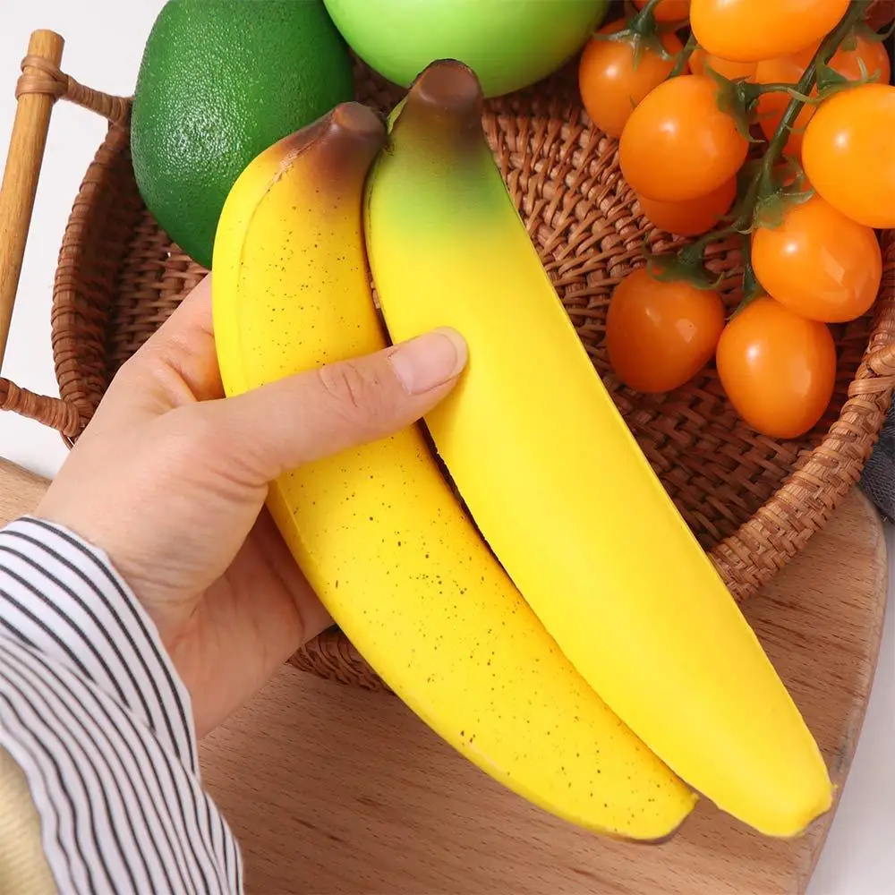 2 Stuks Gesimuleerde Banaan Knijpspeeltje Trage Rebound Goed Gevoel Banaan Fidget Speelgoed Zachte 3D Pinch Decompressie Speelgoed Kinderen Lastig pop