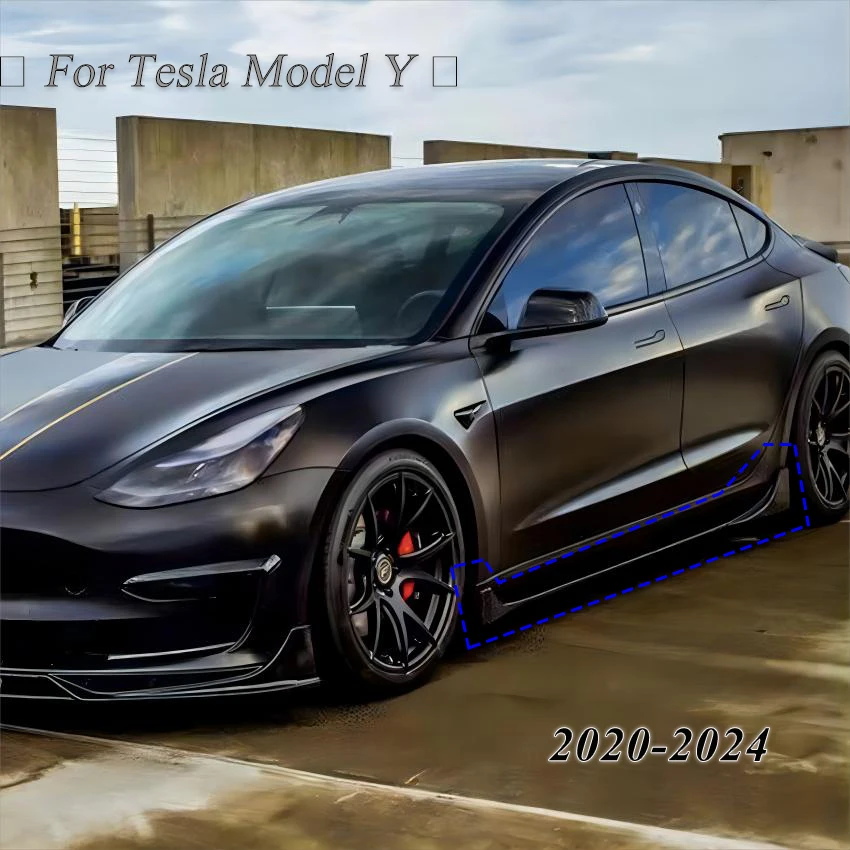 

Боковые юбки Комплекты кузова для Tesla Model Y 2020 2021 2022 2023 2024 Боковая юбка из карбона с узором ABS Модифицированные комплекты кузова Протектор