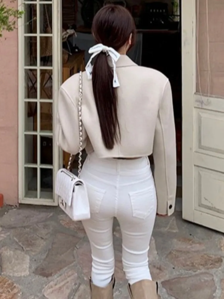 ort Cappotto di lana da donna Autunno Inverno Faion Colletto rovesciato Doppio ket Jaet Top Maglieria premium da donna di piccole dimensioni