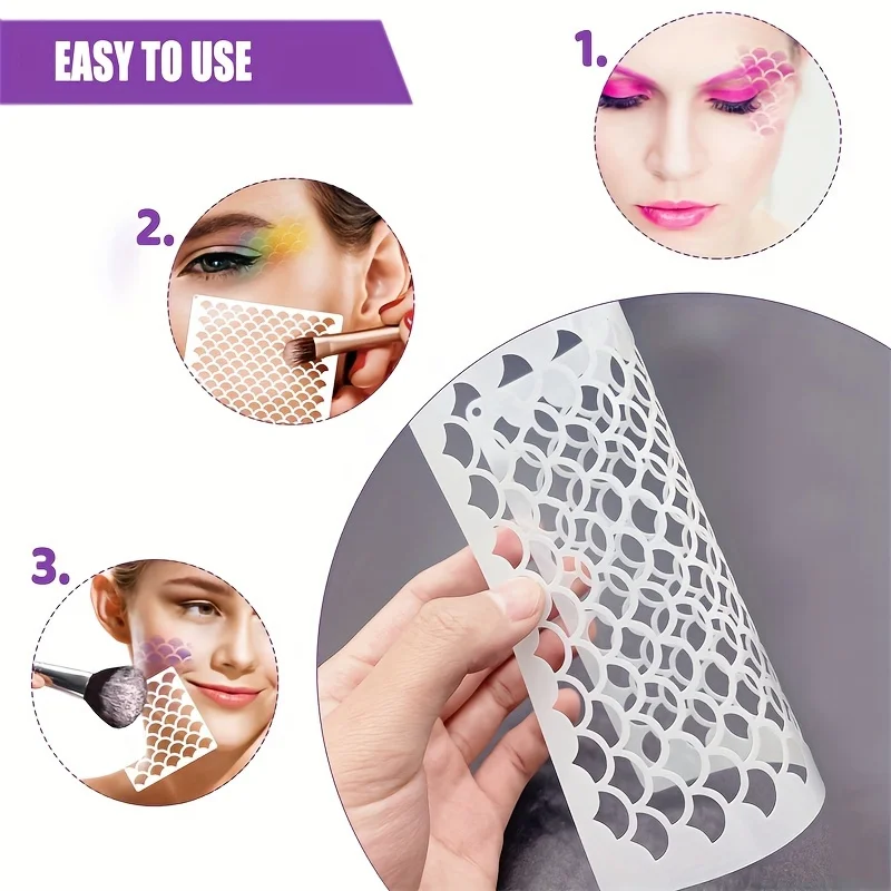 Picture 5: 9PCS 6 Inch Fish Scale Stencils Washable Flexible Reusable Plastic Painting Templates for Face Body Wall Fabric DIY Crafts