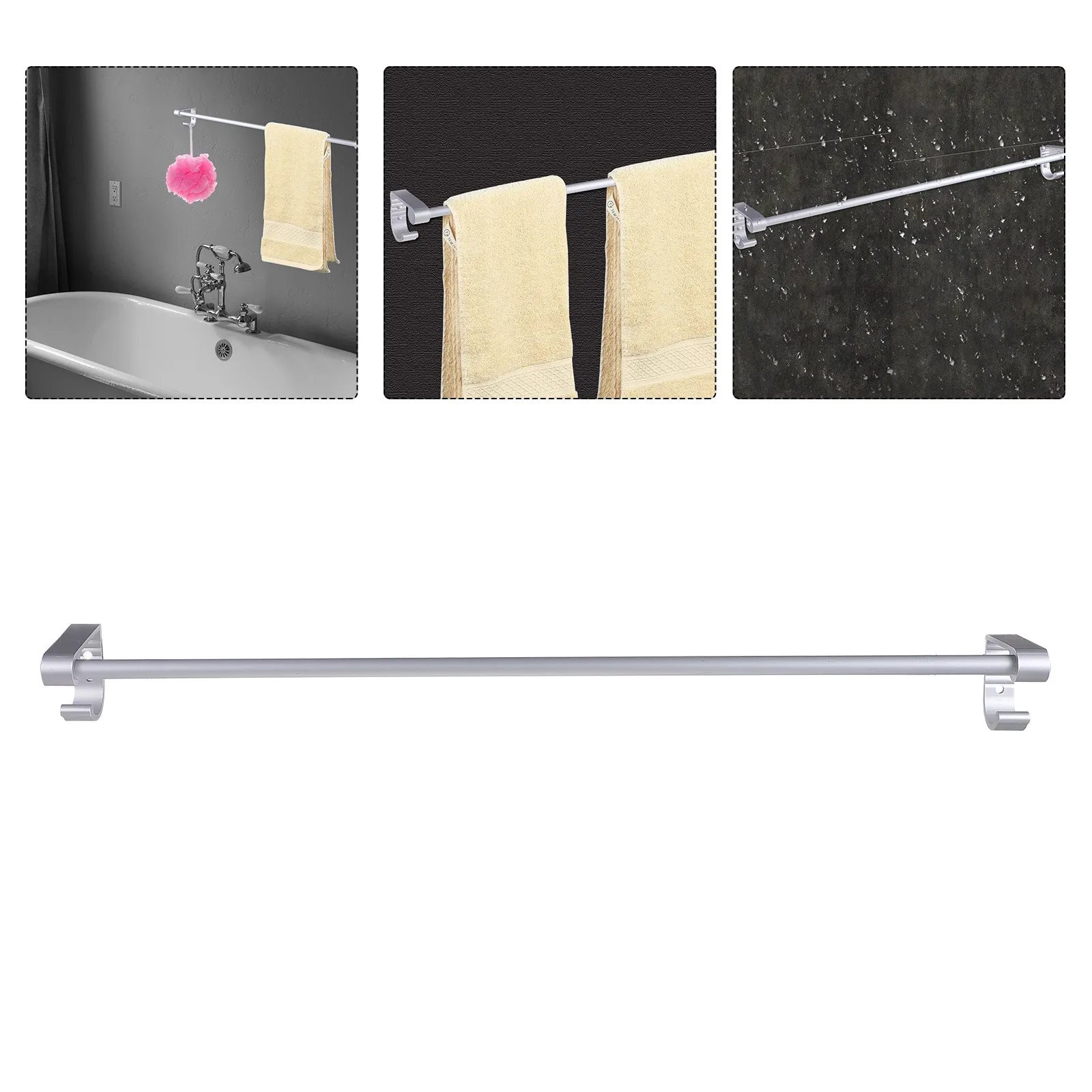 

Space Aluminum Towel Rack Modern Wall Mounted Holder For Bathroom Kitchen Tiles Glass Surface Towel Hangers Storage Organizer