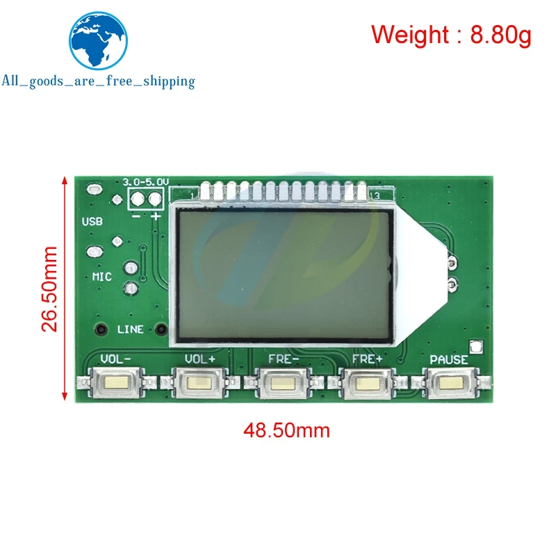 FM Transmitter Module FM Stereo Digital Transmitter Wireless Microphone Microphone Board 3V-5V FM Module 87.0MHz-108.0MHz