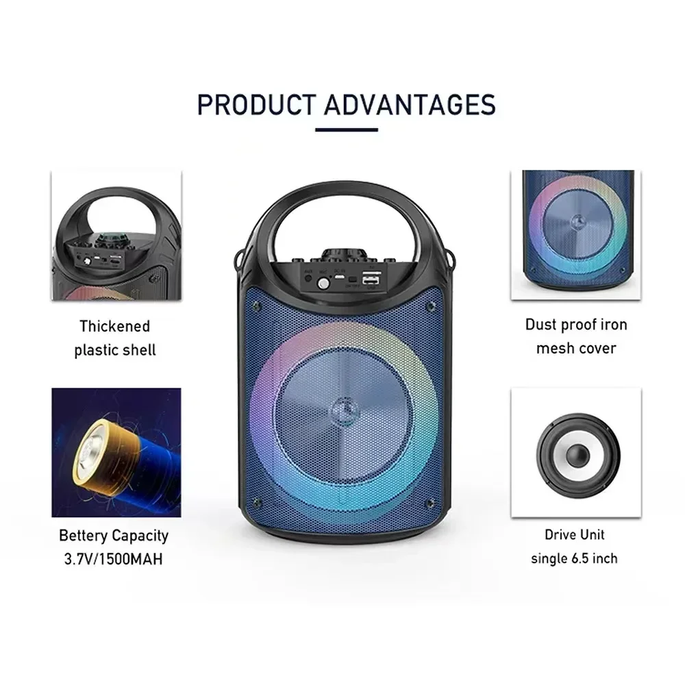 

Portable Bluetooth Speaker Wireless Soundbox High Power Stereo Subwoofer Home Karaoke Party Speaker with Microphone USB TF Card