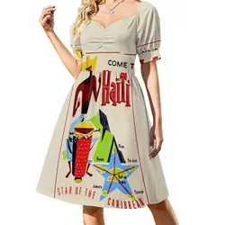 HAITI : Vintage Travel Advertising Print Dress prom dresses beach dresses