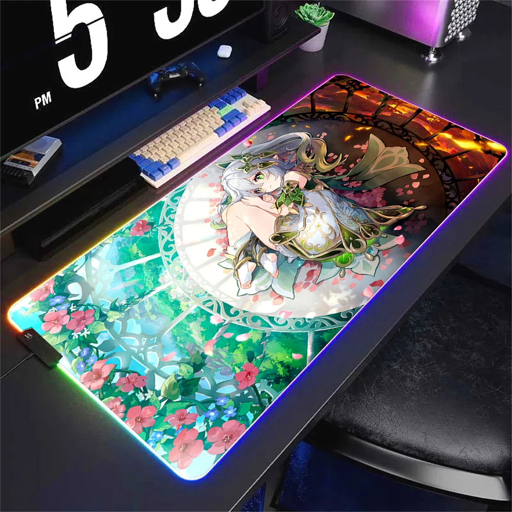 Genshin Impact Nahida Mouse Pad Office PC Computer HD Printing Desk Mat Game RGB XXL Locking Edge Luminescence Mousepad 900x400