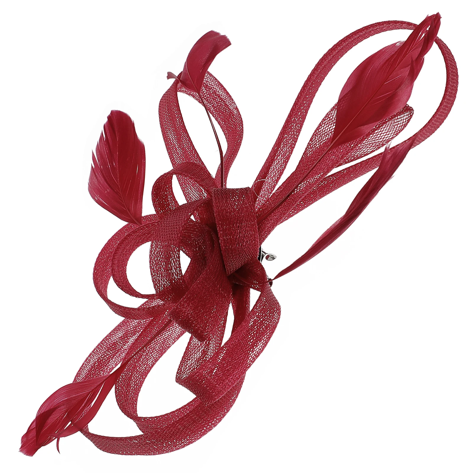

Elegant Fascinator Hair Clip For Wedding Bridal Party Red Wine Hair Accessory Formal Occasion Ladies Costume Hairpin