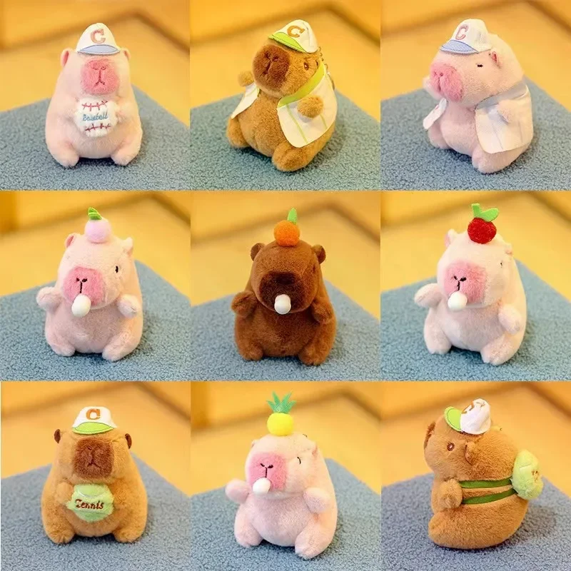 

12cm Cute Capybara Plush Pendant Dolphin Keychain Doll Simulation Capibara Anime Fluffty Toy Animals Soft Doll Kids Gift