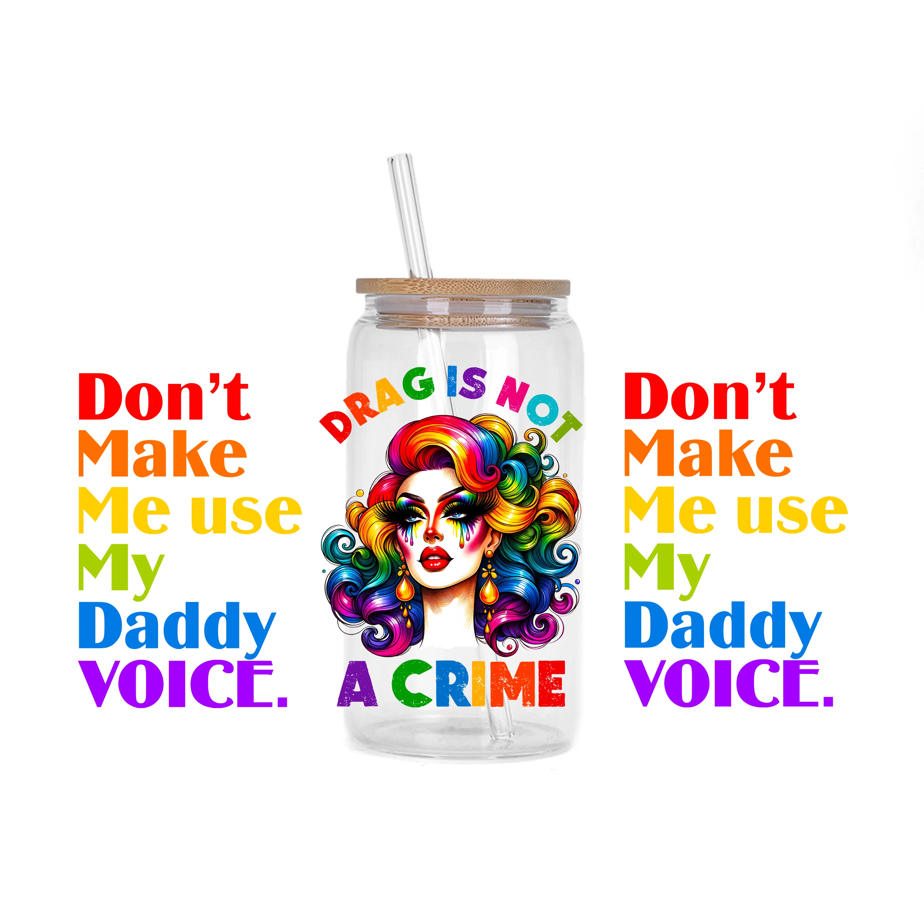 Rainbow Flag Design Uv Dtf Cup Wrap Glass 3DTransfer Stickers Waterproof LGBTQ Pride Wraps Transfer Paper For 16oz Glass Mugs