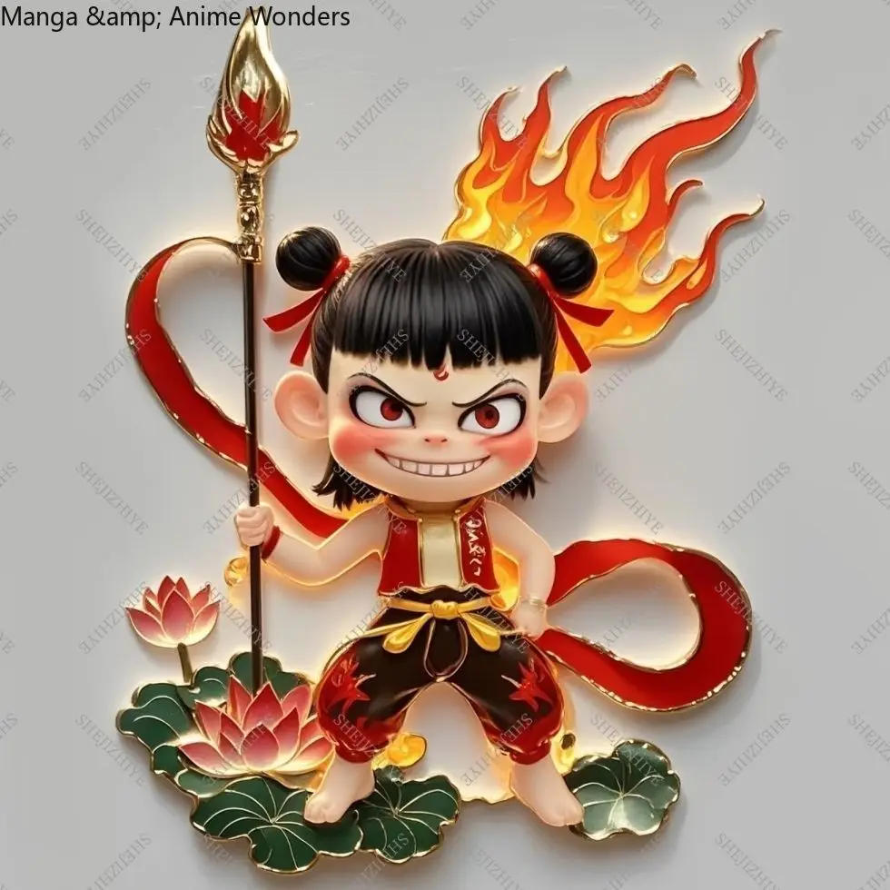 Ne Zha Ao Bing Ao Guang Cosplay Acrylic Magnetism Refrigerator Magnet Anime Collection Figures Gift Decoration